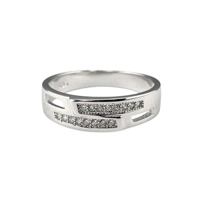CZ Stack Row Ring Sterling Silver