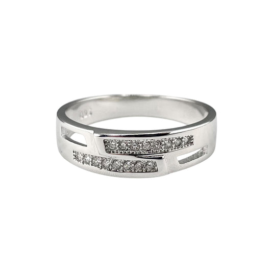 CZ Stack Row Ring Sterling Silver