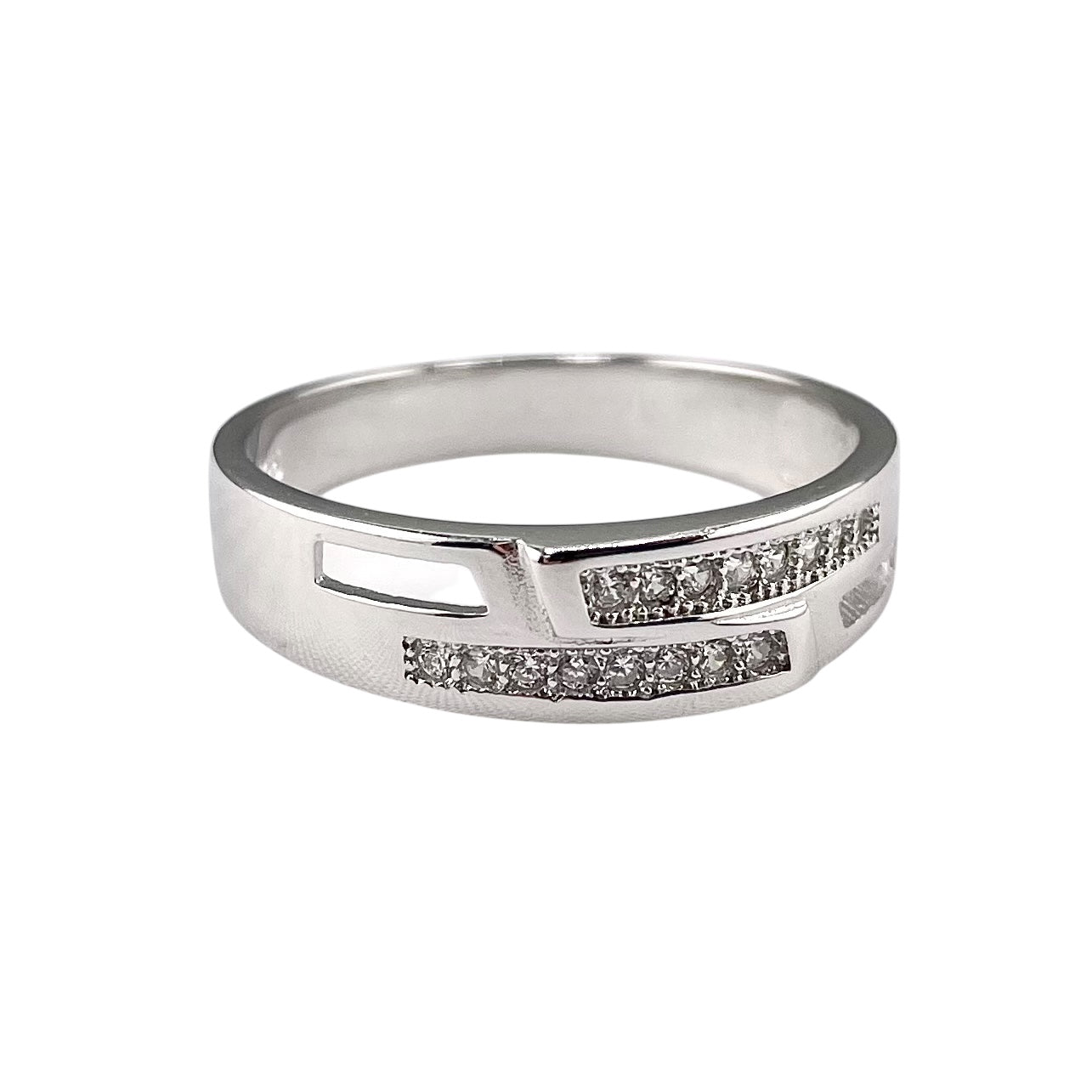 CZ Stack Row Ring Sterling Silver