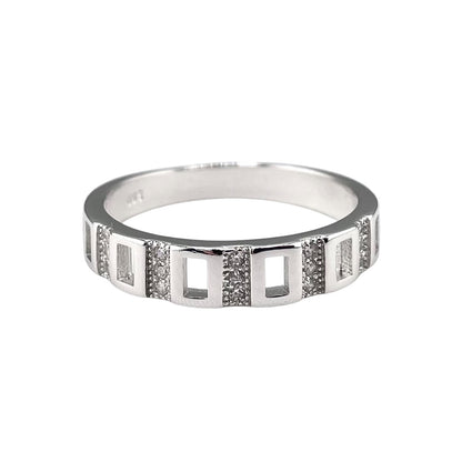 CZ Rectangle Row Ring Sterling Silver
