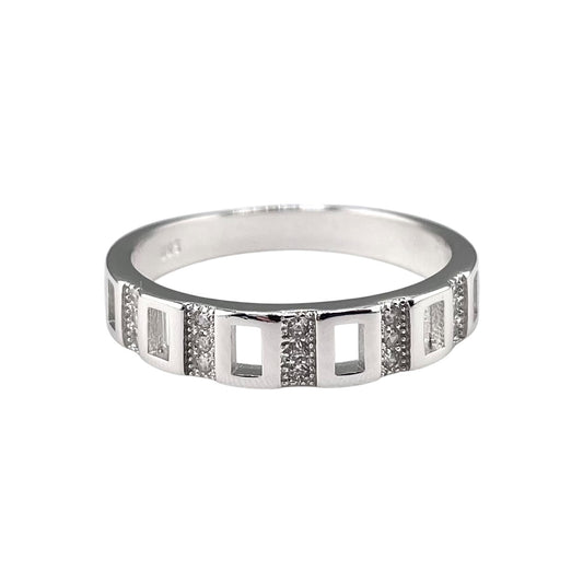 CZ Rectangle Row Ring Sterling Silver
