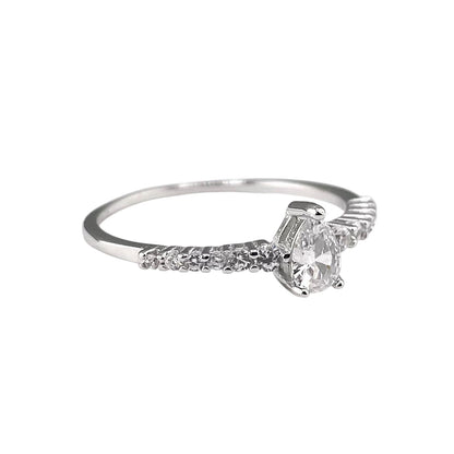 CZ Round Pear Ring Sterling Silver