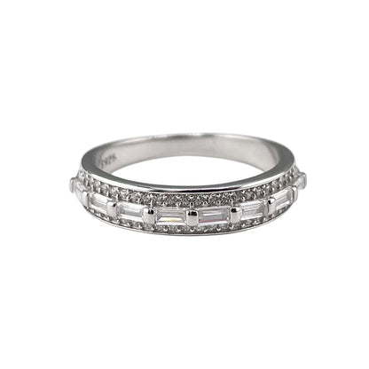 CZ Baguette Row Band Ring Sterling Silver