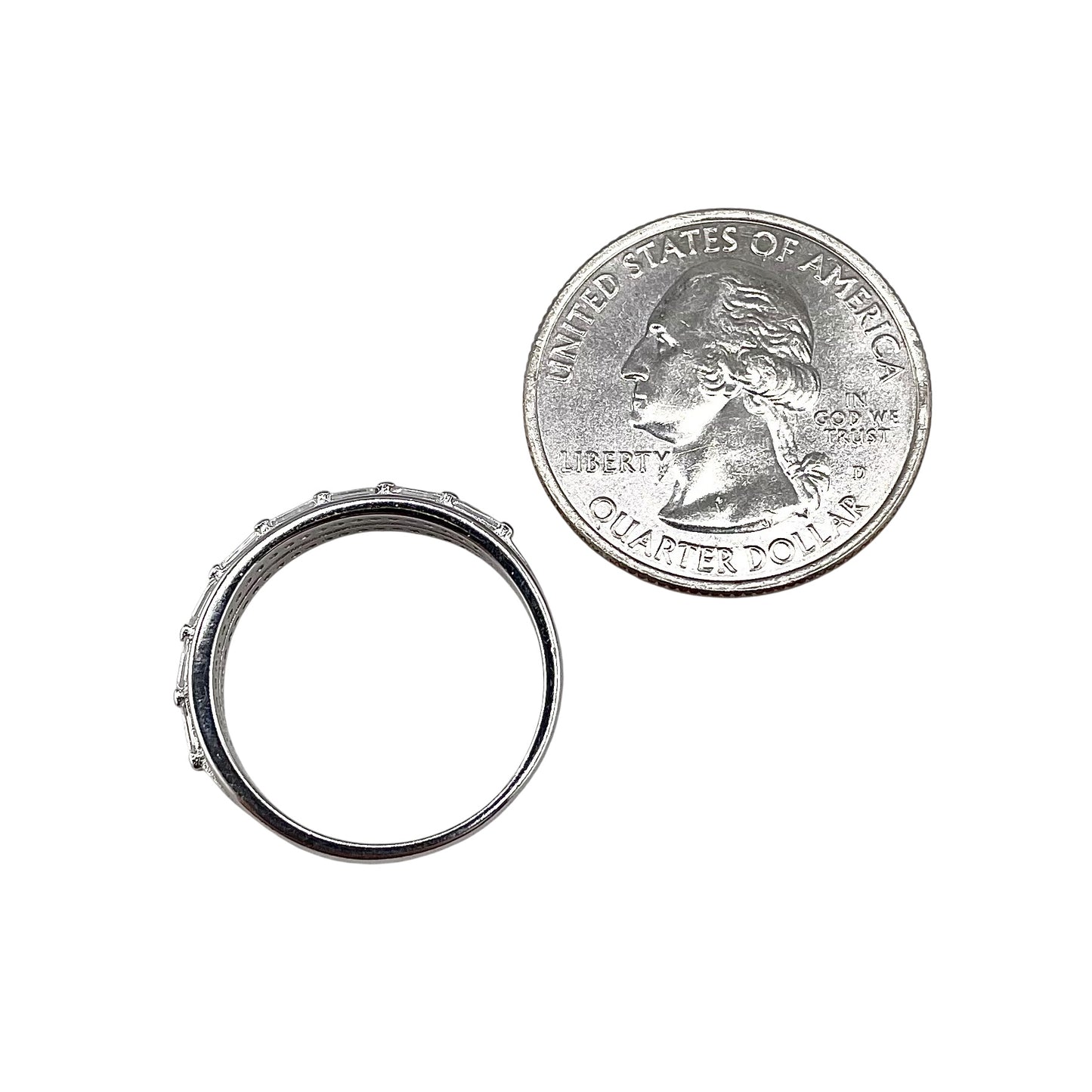 CZ Baguette Row Band Ring Sterling Silver