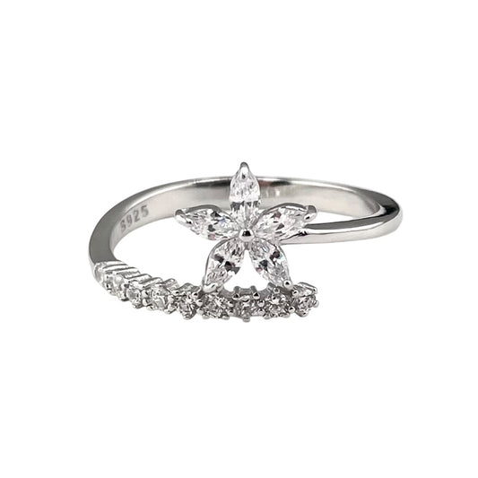 CZ Marquis Star Wrap Ring Sterling Silver