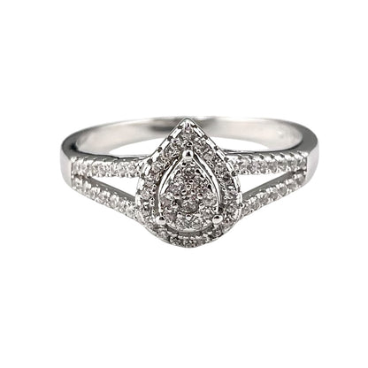 CZ Pear Outline Ring Sterling Silver