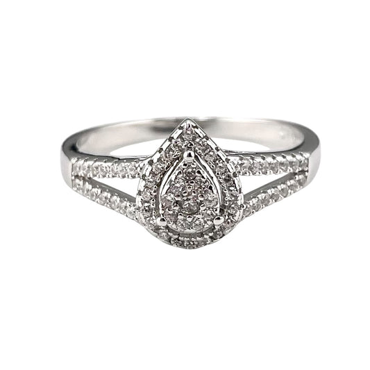 CZ Pear Outline Ring Sterling Silver