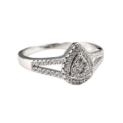 CZ Pear Outline Ring Sterling Silver
