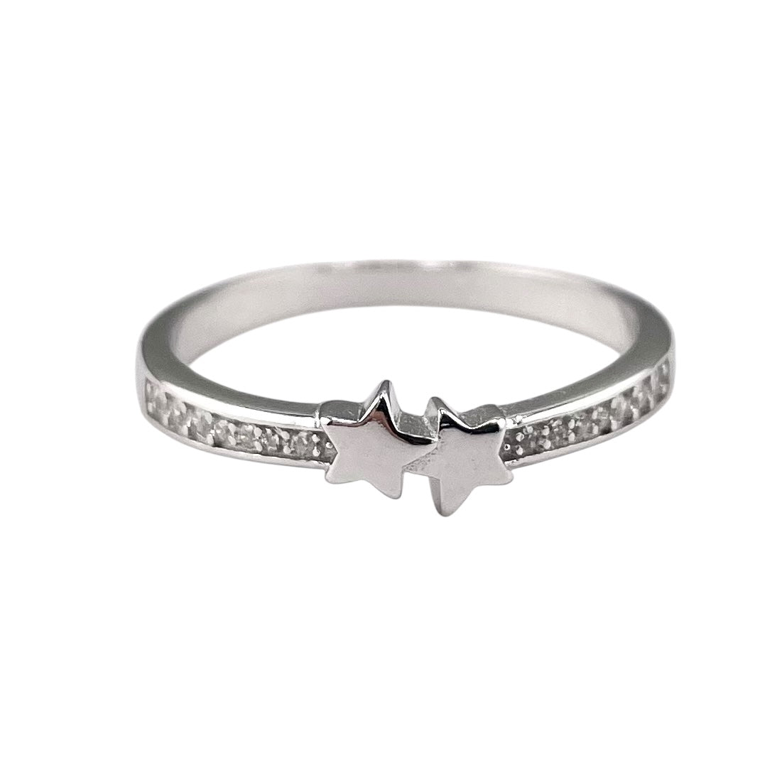 CZ Row Star Ring Sterling Silver