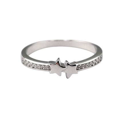 CZ Row Star Ring Sterling Silver