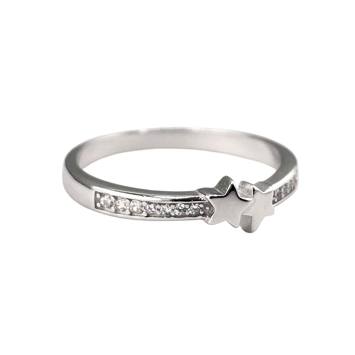 CZ Row Star Ring Sterling Silver