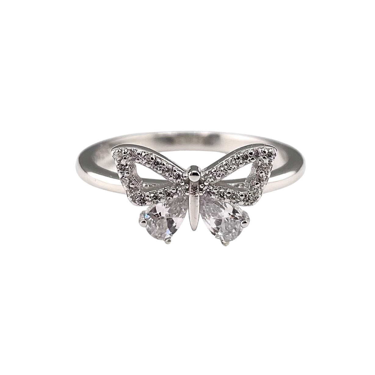 CZ Butterfly Ring Sterling Silver