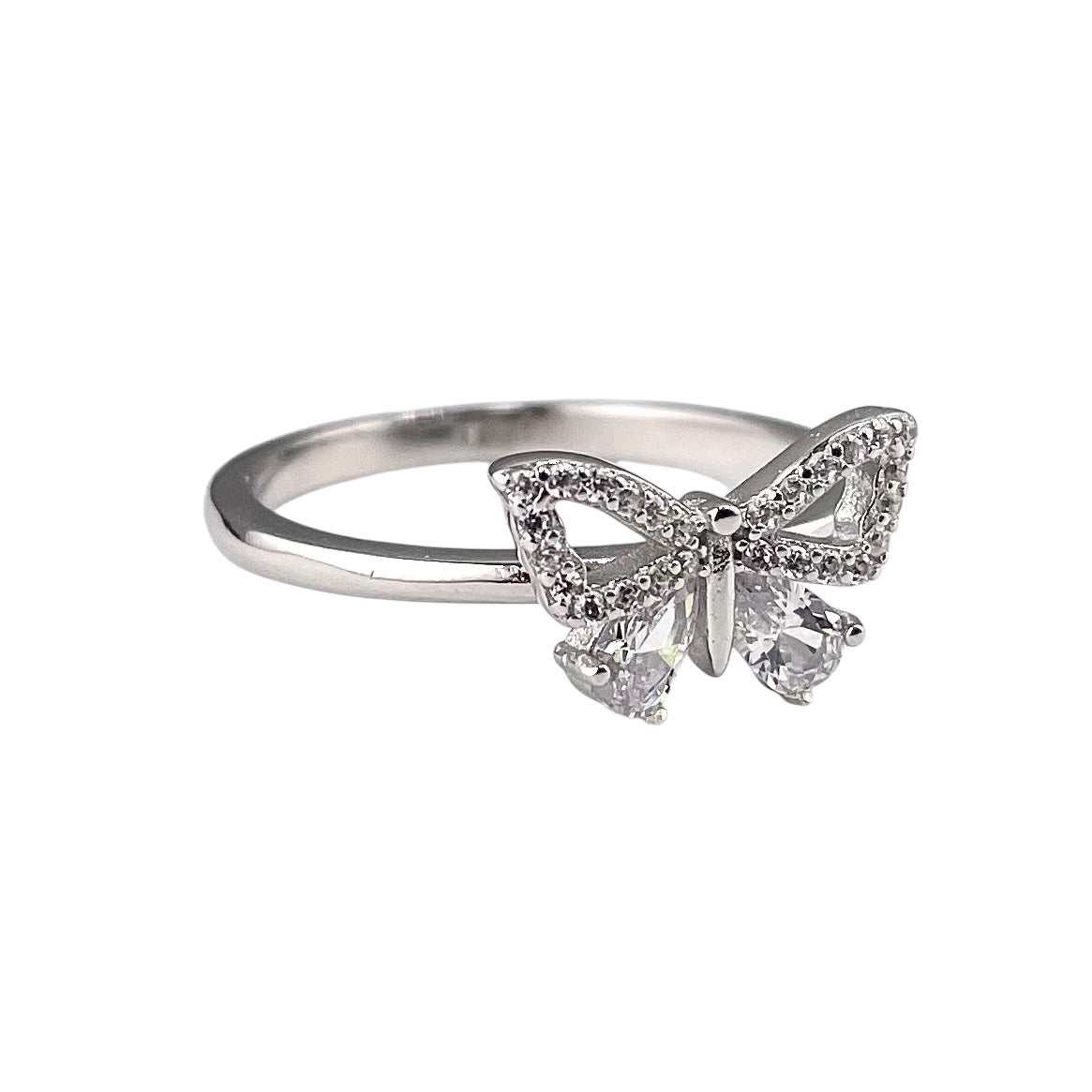 CZ Butterfly Ring Sterling Silver