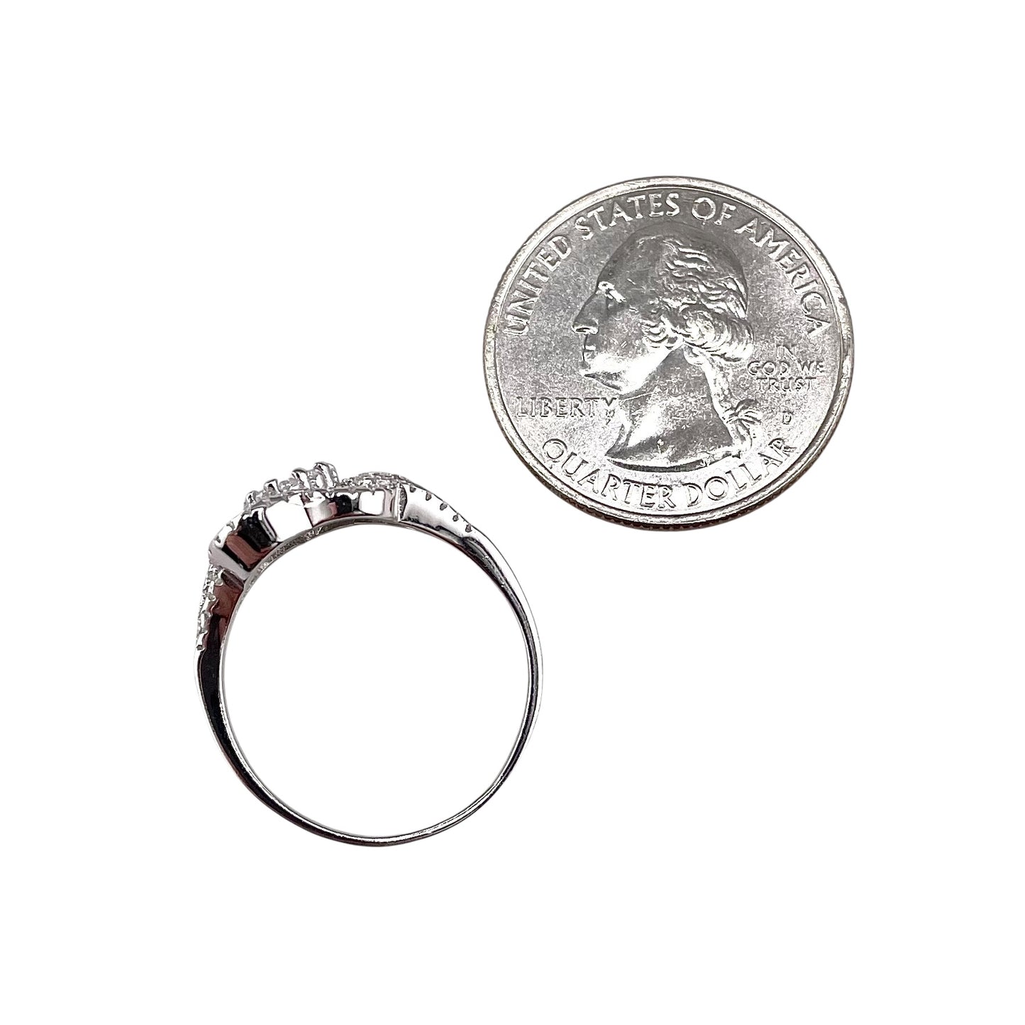 CZ Heart Cluster Ring Sterling Silver