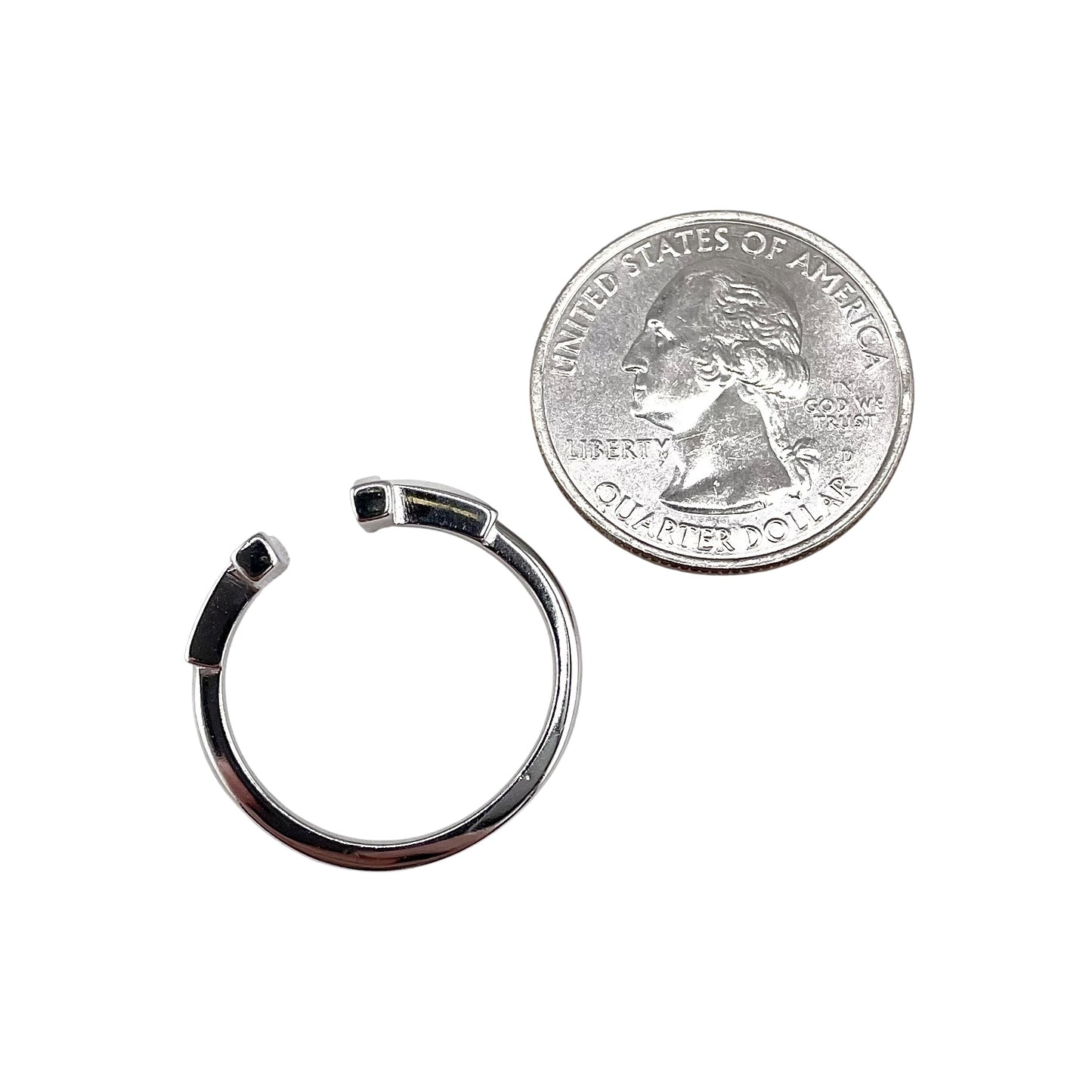 CZ Enamel Open Bar Ring Sterling Silver