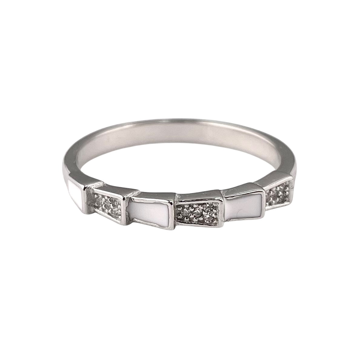 CZ Enamel Band Ring Sterling Silver