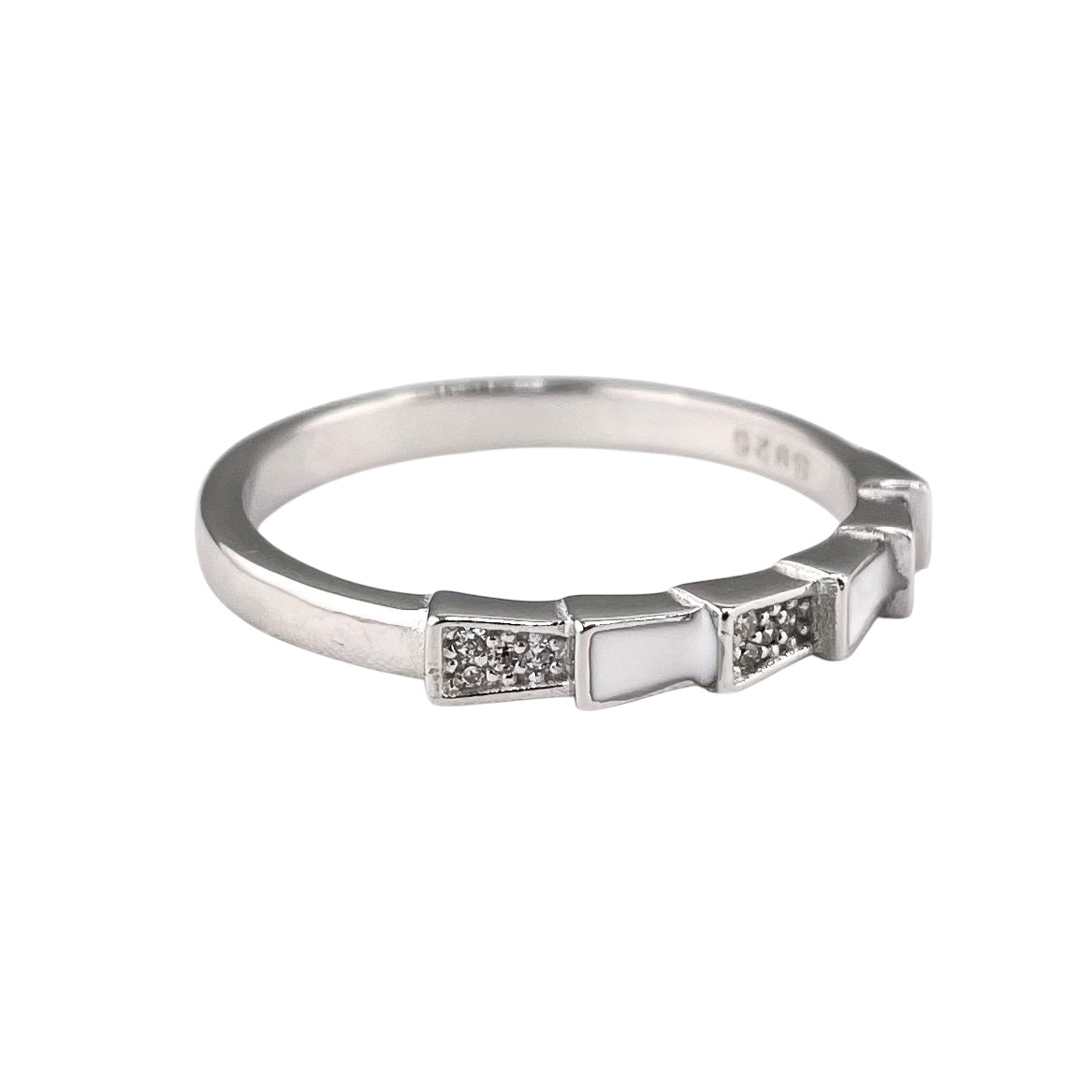 CZ Enamel Band Ring Sterling Silver