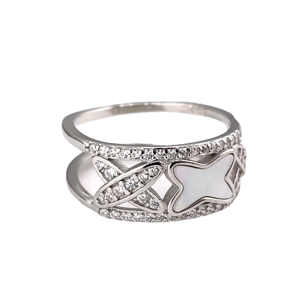 CZ Enamel Ring Sterling Silver