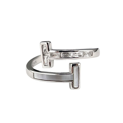 CZ Enamel Bar Wrap Ring Sterling Silver