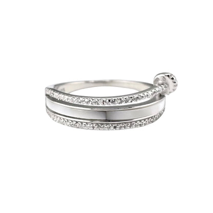 CZ Enamel Nail Wrap Ring Sterling Silver