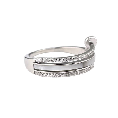 CZ Enamel Nail Wrap Ring Sterling Silver