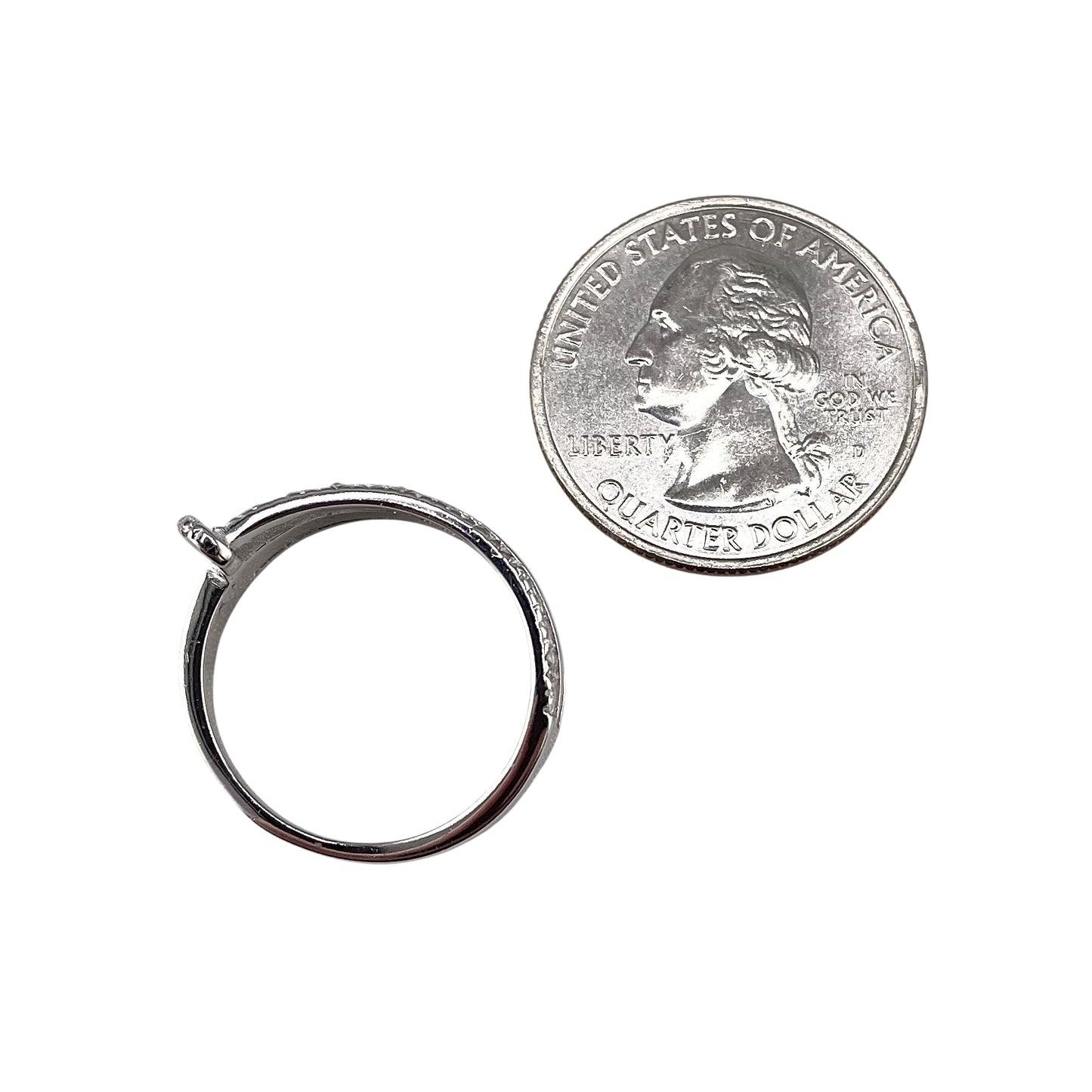 CZ Enamel Nail Wrap Ring Sterling Silver