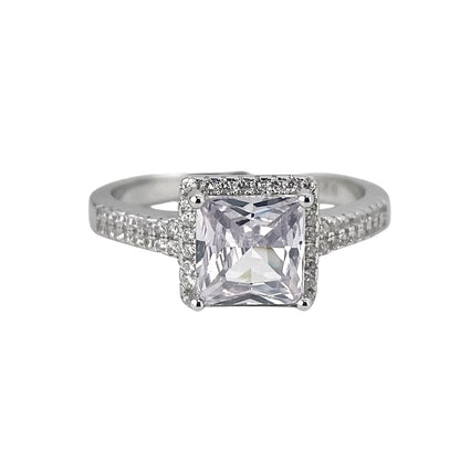 CZ Square Ring Sterling Silver