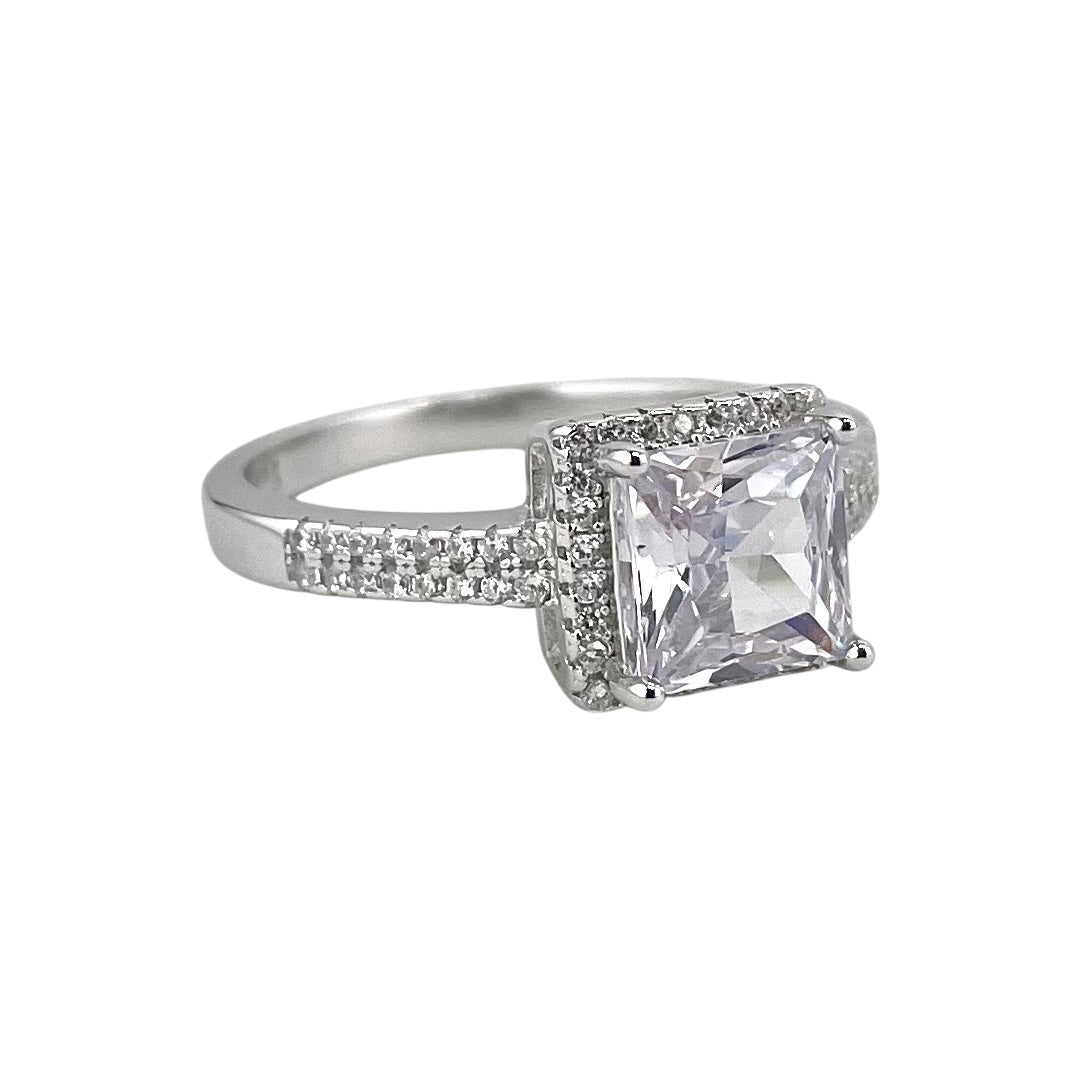 CZ Square Ring Sterling Silver