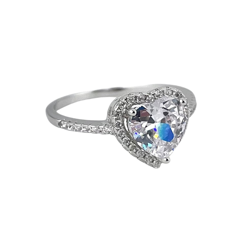 CZ Heart Ring Sterling Silver
