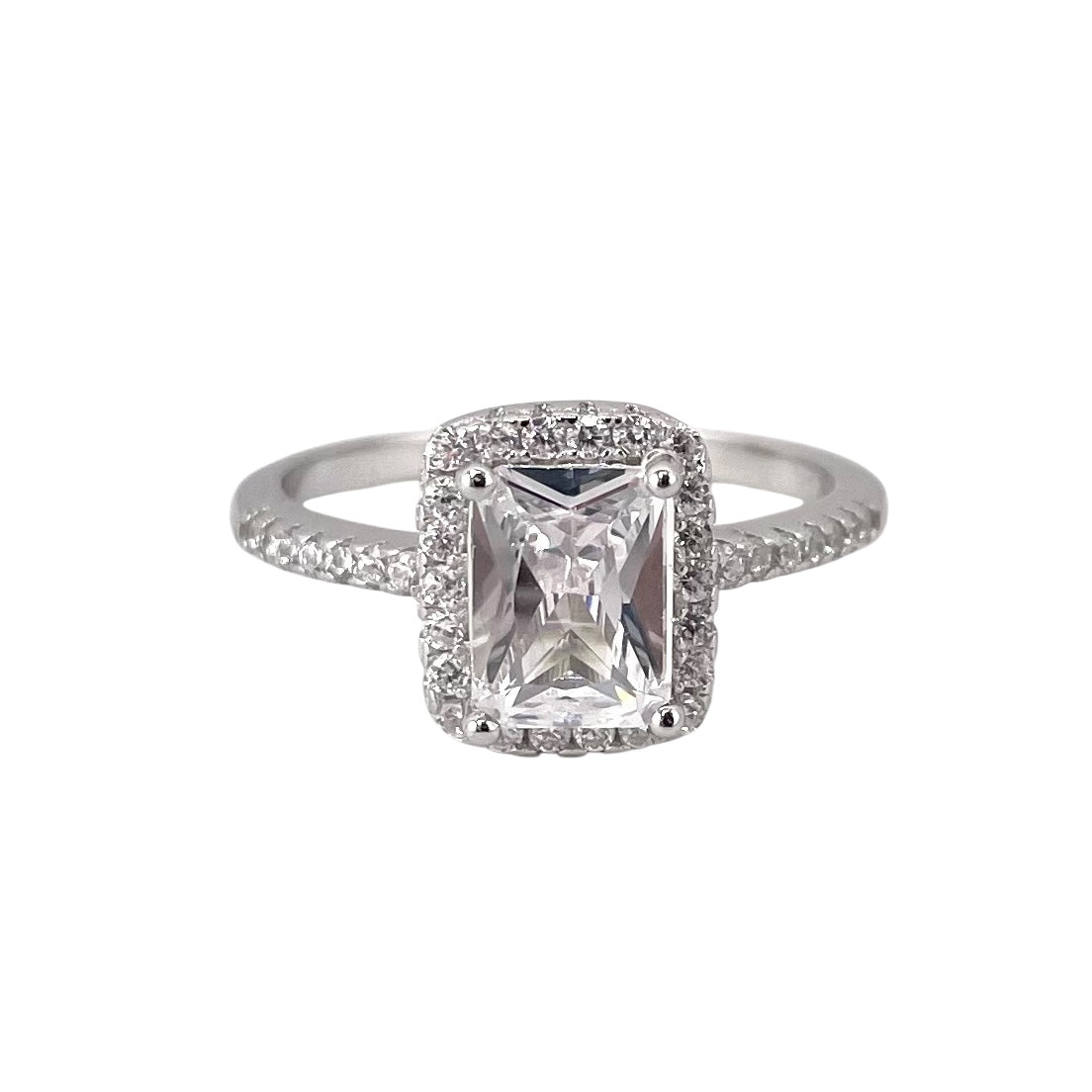 CZ Rectangle Ring Sterling Silver