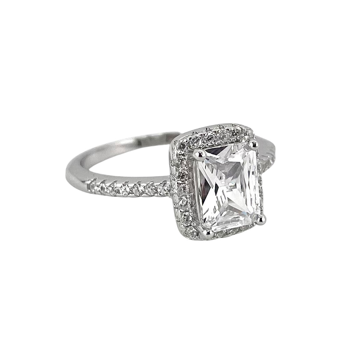 CZ Rectangle Ring Sterling Silver
