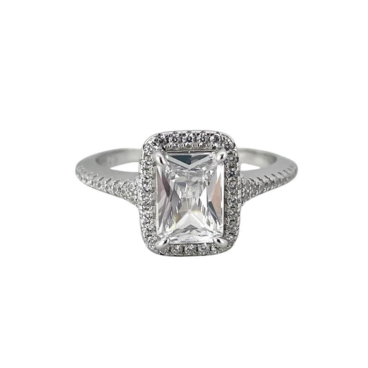 CZ Rectangle Ring Sterling Silver