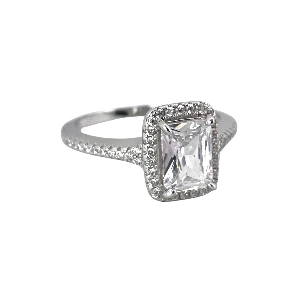 CZ Rectangle Ring Sterling Silver