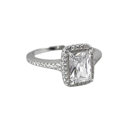 CZ Rectangle Ring Sterling Silver