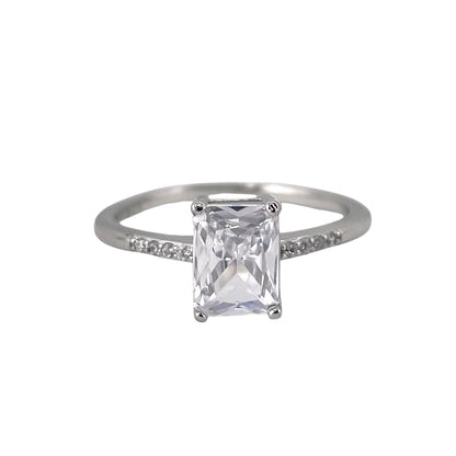 CZ Rectangle Ring Sterling Silver