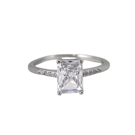 CZ Rectangle Ring Sterling Silver