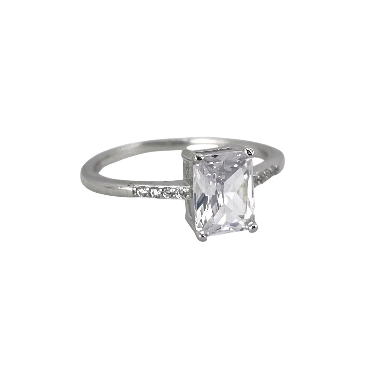 CZ Rectangle Ring Sterling Silver