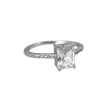 CZ Rectangle Ring Sterling Silver