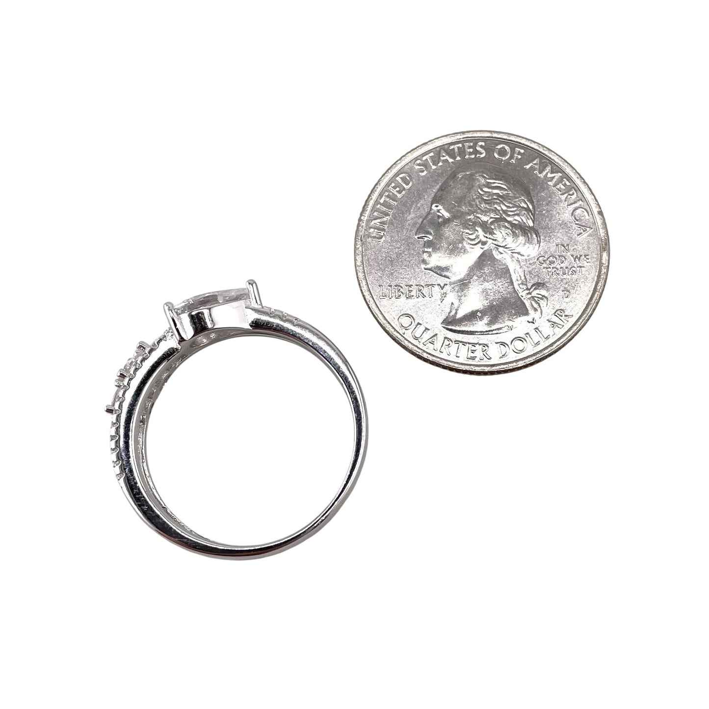 CZ Pear Round Wrap Ring Sterling Silver