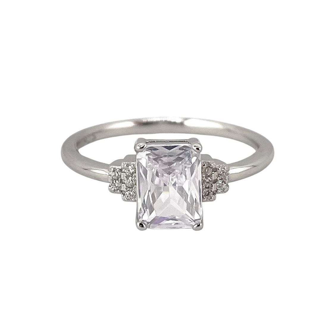 CZ Rectangle Ring Sterling Silver