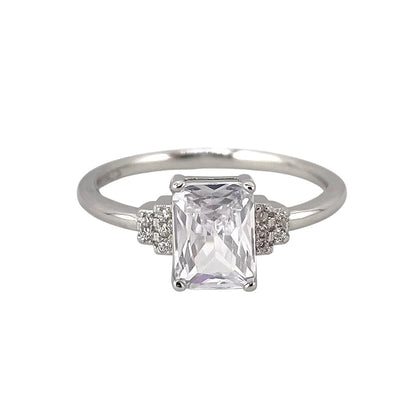 CZ Rectangle Ring Sterling Silver