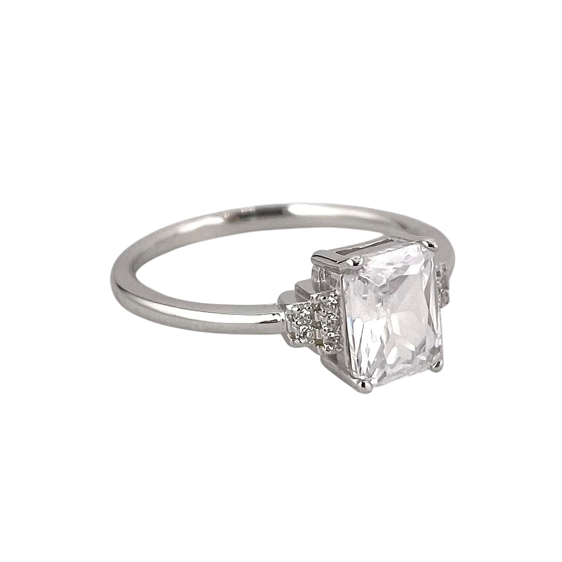 CZ Rectangle Ring Sterling Silver