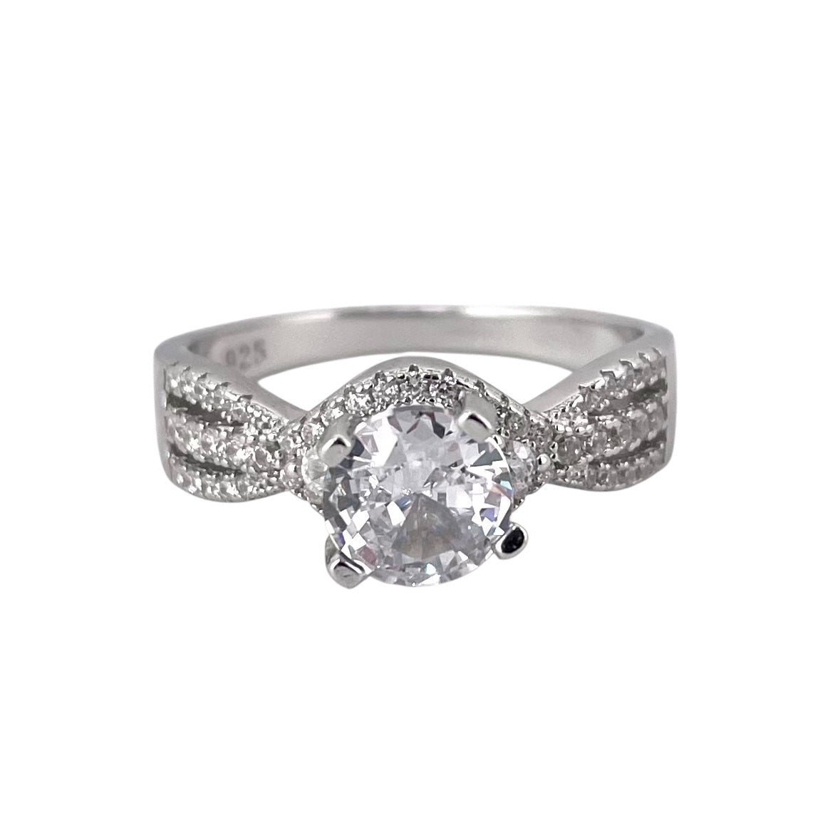 CZ Round Weave Ring Sterling Silver