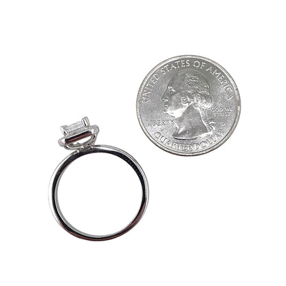 CZ Rectangle Border Ring Sterling Silver