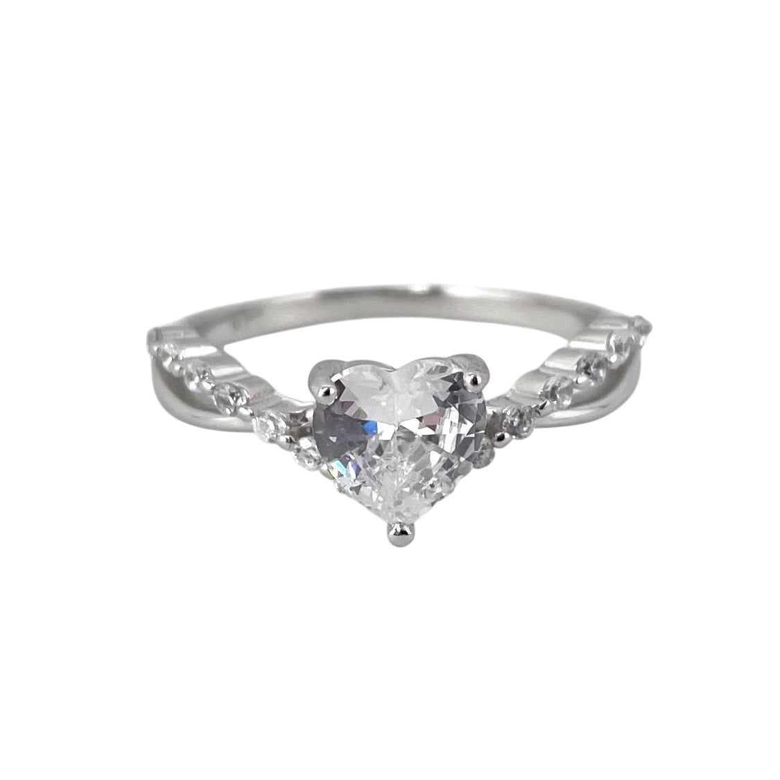 CZ Heart Weave Ring Sterling Silver