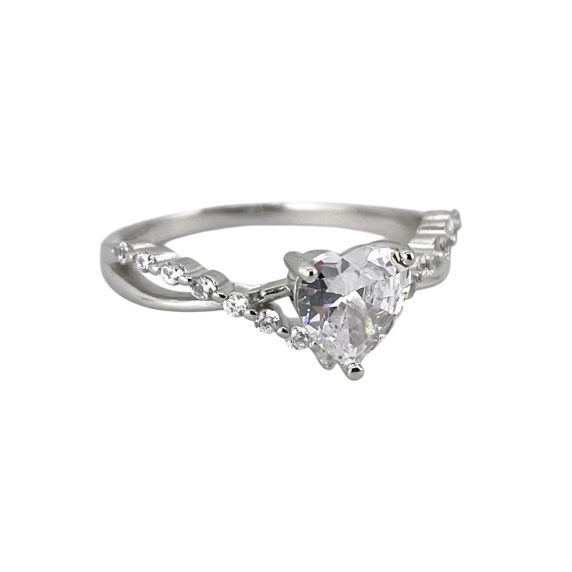 CZ Heart Weave Ring Sterling Silver