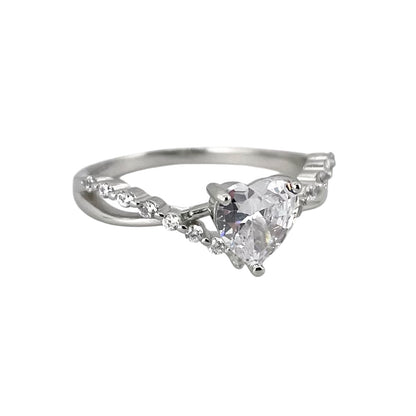 CZ Heart Weave Ring Sterling Silver