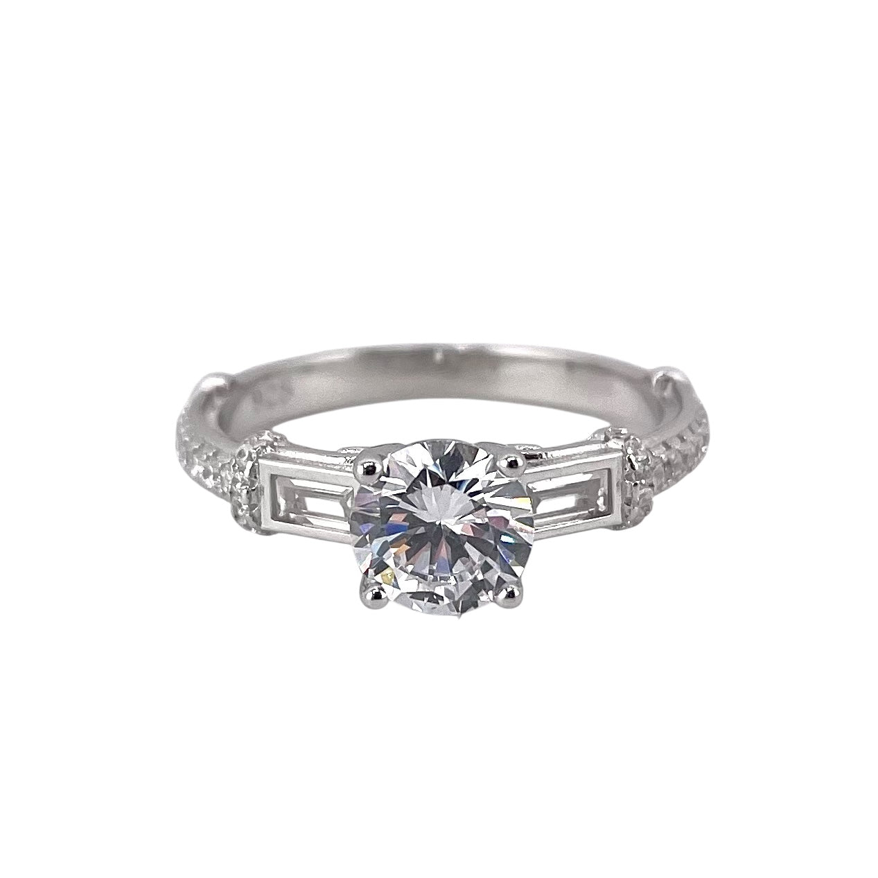 CZ Round Stone Ring Sterling Silver