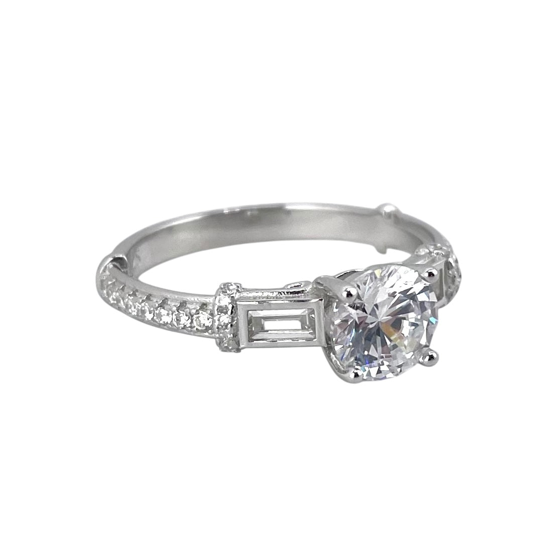 CZ Round Stone Ring Sterling Silver