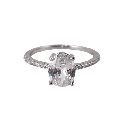 CZ Round Oval Ring Sterling Silver